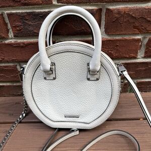 Rebecca Minkoff Purse Round Crossbody Bag Leather Double Handles White